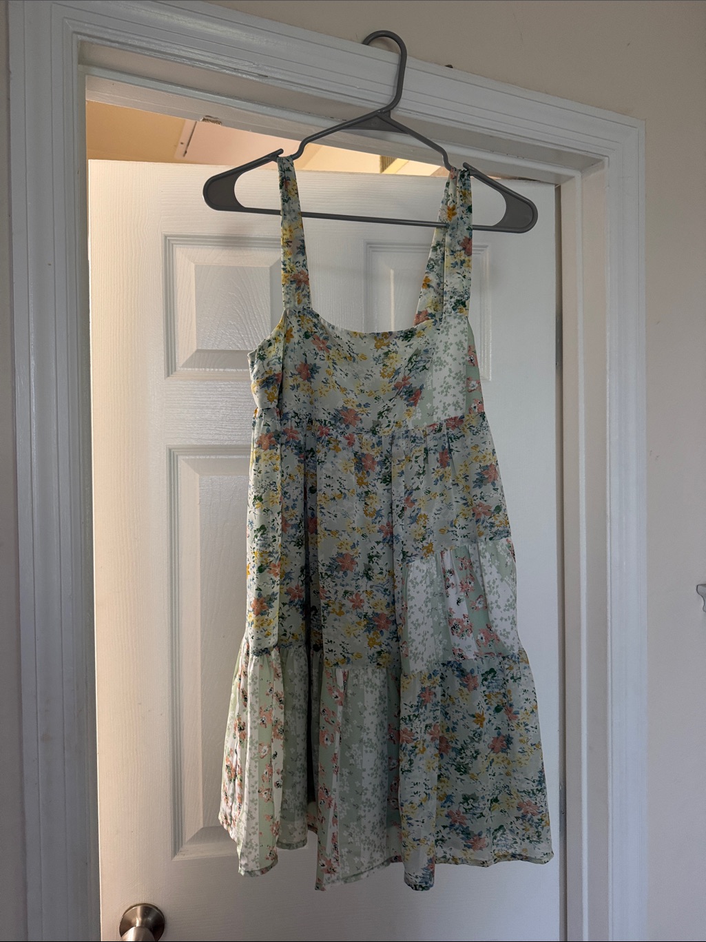 Floral Tiered Sundress In Mint And Pastel Floral